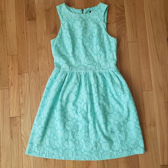 Turquoise Eyelet Lace Dress - Picture 2 of 6